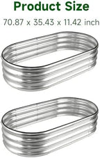 Large Galvanized Raised Garden Bed, Heavy Duty Oval Metal Planter Box for Outdoors, Rust-Resistant Outdoor Planting Pot for Backyard Vegetables & Flowers, Silver (2, 70.87 x 35.43 x 11.42 inch) - Image 2