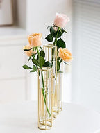 Hinged Flower Vases with 5 Test Tubes Glass Flower Vase with Metal Stand Can be Bent and Contorted Propagation Station Plant Display Holder Set for Home Wedding Décor - Image 5