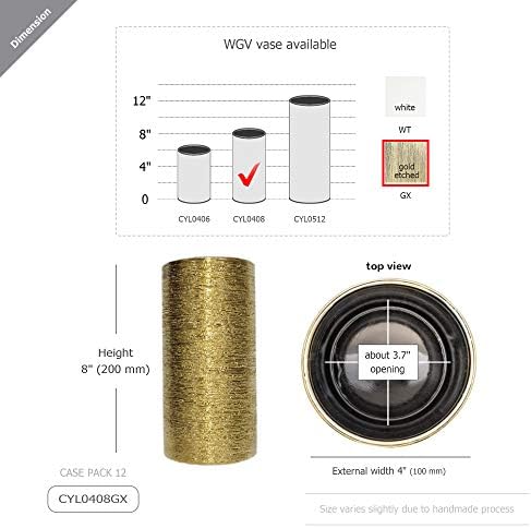 WGV Ceramic Cylinder Vase Bulk Width 4" Height 8" Elegant Unique Modern Matte Floral Container Planter Pot Centerpiece for Event Party Wedding Office Home Decor, Gold Textured 12 Pieces - Image 2