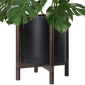 D'vine Dev Plastic Pot with Walnut Wood Stand, Black, 16 in, 55-C-X-2 by DvineDevPlanterPotsandStand