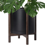 D'vine Dev Plastic Pot with Walnut Wood Stand, Black, 16 in, 55-C-X-2 by DvineDevPlanterPotsandStand