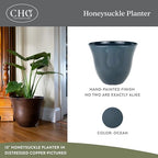 GROWSCAPE Honeysuckle Resin Planter, Durable Garden Pot, 15" Ocean Blue - Image 2