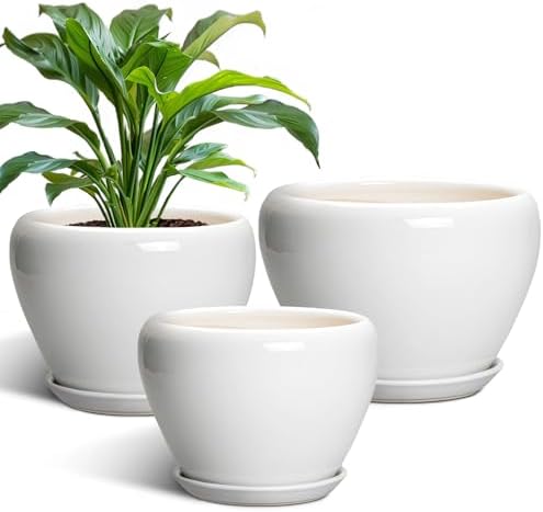 10+8+6 Inch Ceramic Planter, Ceramic Pots for Plants Indoor, White by EPFamily