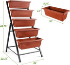 SEJOV 2 Pack Vertical Garden Bed, 5 Tiers Elevated Planter Box, Dark Red - Image 6