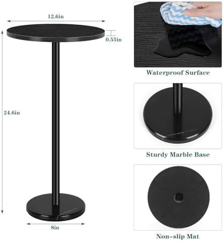 Round Side Table Small End Table Set of 2 Black Round Coffee Table Modern Nightstand Kids Bedside Table Outdoor Accent Table for Small Spaces Living Room Bedroom Patio - Image 3