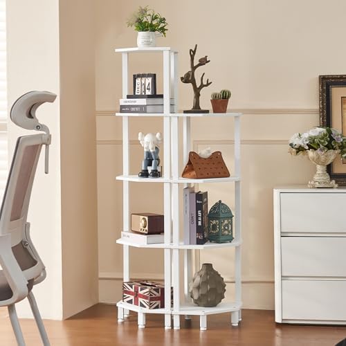 YUFAM 5-Tier Corner Shelf, White - Image 6
