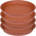 4 Pack of 16 17 inch Plant Saucer Tray (15 inch Base), 2.3" Depth, Heavy Duty Deep Planter Trays for Pots, Plastic Plant Saucers for Indoors, Plant Water Drip Trays (17", Terracotta) by Bleuhome