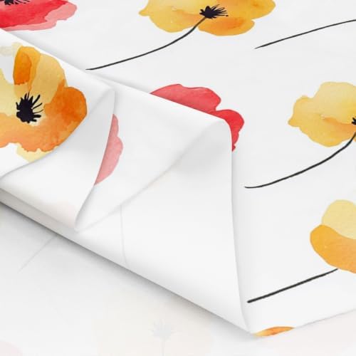 Erosebridal Poppy Flower Fabric By The Yard, Floral Upholstery Fabric, Country Plant Decorative Fabric, Petal Branch Indoor Outdoor Fabric, DIY Art Farmhouse Waterproof Fabric, Red Orange, 3 Yards - Image 6