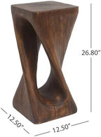 Merax Twist Shape MGO Accent Side Table, Unique Modern End Table with Wide Pedestal & Tabletop, Small Drink Tables for Living Room, Bedroom Night Stand Bedside Table, No Assembly Required, Brown - Image 2
