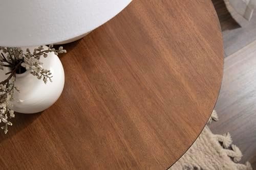 Kate and Laurel Foxford Tiered Round Side Table; 22 x 22 x 24; Walnut Brown; Transitional Two-Tier Circle Nightstand Table with Storage and Resilient Wood Construction for Bedroom Decor - Image 6
