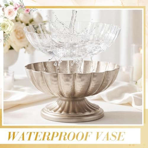 20 Pcs Metal Compote Vase, Floral Centerpiece Bowls, Silver - Image 3