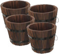 4pcs Planter Pot with Drainage Rustic Whiskey Barrel Flower Pots for Indoor and Outdoor Gardening for Succulents Cacti and Flowers by Parliky