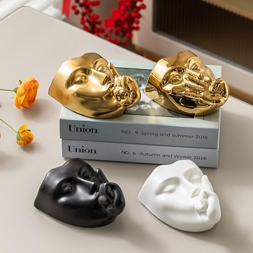 Ceramic Face Wall Planter — Small Wall Mounted Face Vase Head for Indoor Plants, Succulents & Cacti, Hanging Flower Pot with Drainage for Living Room Balcony Decor (Black, Silence) - Image 6