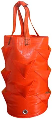 1pc Wall Hanging Plant Grow Bag Multi-Pockets Nursery Planter for Gardening Pe Aerial Strawberry Container Orange - Image 4
