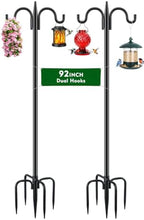 Gtongoko Bird Feeder Pole for Outdoors Heavy Duty, 2 Pack 92 Inch Double Shepherds Hook with 5-Prong Stable Base, 3/4 Inch Thick Hummingbird Feeder Stand for Hanging Plants, Lanterns by Gtongoko