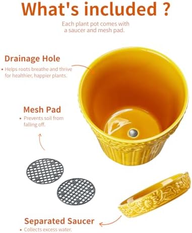 Metahom 5.8 Inch Ceramic Plant Pots, Flower Pots Set of 4, Assorted Colors - Image 5