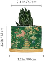 Vase Green Chinoiserie Ceramic Planter Daily Snake Plant Live Indoor with Pot with Drainage Holes and Saucers Pot for Succulents Cactus Garden Windowsill - Image 2