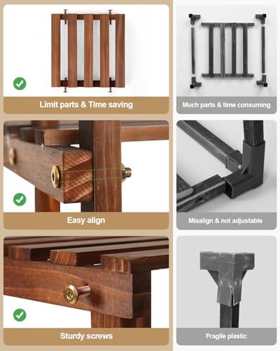 6-Tier Wood Plant Stand Indoor Outdoor Multi Tier Plant Shelf Narrow - Image 5