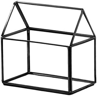 WGV Geometric Planter Terrarium, Width 6" x 3.5" Height 6" Clear Glass Black Frame DIY Succulent air Plant Miniature Fairy Garden Windowsill Tabletop Decor, House 1 Piece by WGVInternational-OpusGlassware