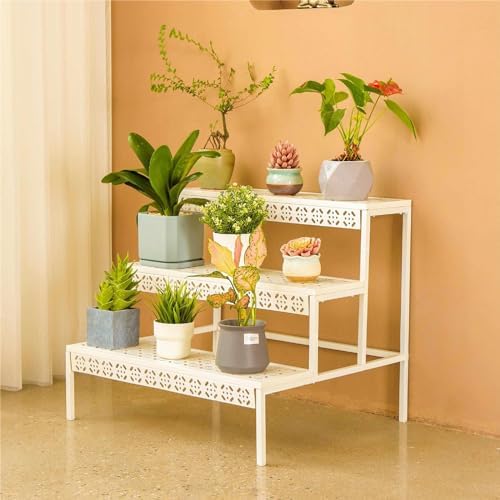 aboxoo 3-Tier Rectangular Metal Plant Stand, Ladder Flower Pot Rack - Image 3