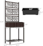 Outsunny Raised Garden Bed with Trellis, Wicker Storage Planter, Brown - Image 7