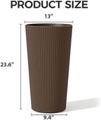 24" Tall Planters for Outdoor Plants,Large Outdoor Planters for Front Porch Decor with Drainage Hole, Flower Pots Fits Indoor Plants Patio/Garden, Plastic Striped Brown(2 Pack) - Image 2