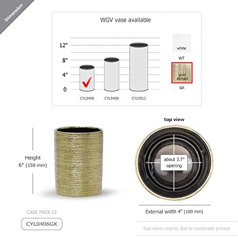 WGV Ceramic Cylinder Vase Bulk Width 4" Height 6" Elegant Unique Modern Matte Floral Container Planter Pot Centerpiece for Event Party Wedding Office Home Decor, Gold Textured 12 Pieces - Image 2