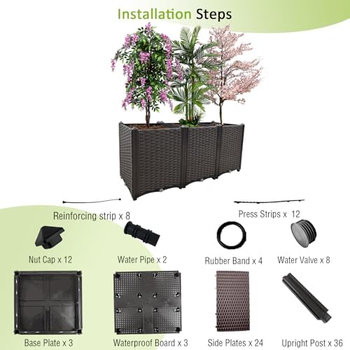 Raised Garden Bed Large Planters for Outdoor Plants Rectangular Elevated Planter Boxes Patio Balcony Deck for Planting Flowers, Vegetables, Tomatoes, and Herbs - Image 6
