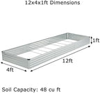 Foxlang 12x4x1ft(2 Pack) Galvanized Raised Garden Bed,Outdoor Planter Box Metal Patio Kit Planting Bed for Vegetables Flowers Herb,Silver - Image 2