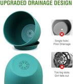 WSMKSZ Large Flower Pots 12/10/9 inch, Set of 3 Modern Decorative Plastic Planters with Drainage Holes and Saucers for House Plants, Plant Pots for Indoor Outdoor Plants, Blue Green - Image 6