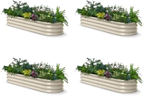 4 Pcs Galvanized Raised Garden Bed 6x2x1 ft, 12" Metal Planter Box by Annoell