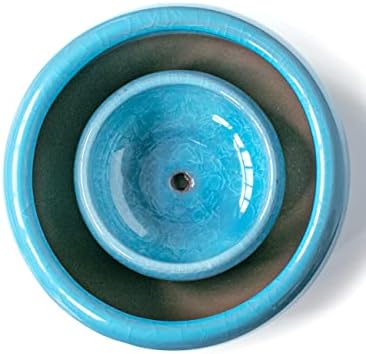 Dahlia Round Ceramic Succulent Pot/Bonsai Pot with Drainage Tray, 2pc Set Teal - Image 5