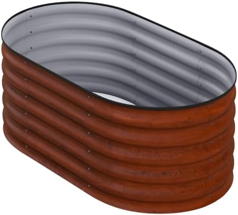 Brilluxa Galvanized Raised Garden Bed 3.4 x 2 x 1.4 ft Metal Planter Brown - Image 2