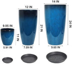 24,21,11 Inch Large Plastic Planters with Drainage Hole and Saucer - Set of 3 Tall Plant Pots Indoor Flower Pot Tall Round Planters Outdoor Large Tall Planter - Image 2
