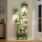 JUSTOGO Plant Stand Indoor with Grow Lights, 8 Tiered Tall Plant Shelf for Indoor Plants Multiple, 65" Large Corner Plant Stands, Metal Flower Holder Display Plant Rack for Living Room, Home, Patio by JUSTOGO