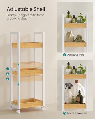SONGMICS Bamboo Bathroom Shelf, 3-Tier Adjustable Plants Rack - Image 5