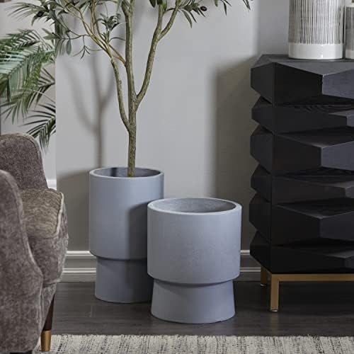 Deco 79 Magnesium Oxide Indoor Outdoor Planter, Set of 2 14", 17" H, Gray - Image 2