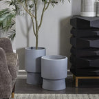 Deco 79 Magnesium Oxide Indoor Outdoor Planter, Set of 2 14", 17" H, Gray - Image 2