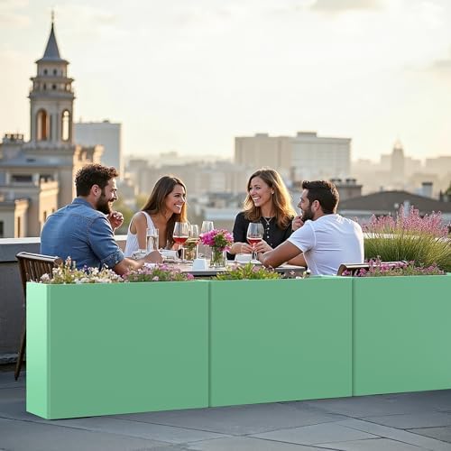 Metal Planter Box with Removable Insert Shelf 32x12x24Inch, Green - Image 2