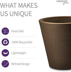 Crescent Garden Madison Planter– Weather-Resistant, Double Walled Indoor/Outdoor Plant Pot with Drain Hole – Durable All-Season Flower Container, 14" W (Mocha) - Image 4