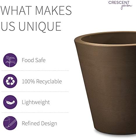 Crescent Garden Madison Planter– Weather-Resistant, Double Walled Indoor/Outdoor Plant Pot with Drain Hole – Large Plastic Plant Pot, 26" W (Mocha) - Image 4