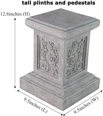 Decorative Roman Column Pedestal, English Rosette Indoor Outdoor Sculptural Garden Plinth Base Statue Riser, Weatherproof Sturdiness Plinth Base Statue Riser for Statues, Flower Pots, Decor, Cast Stone Resin (1365) - Image 2