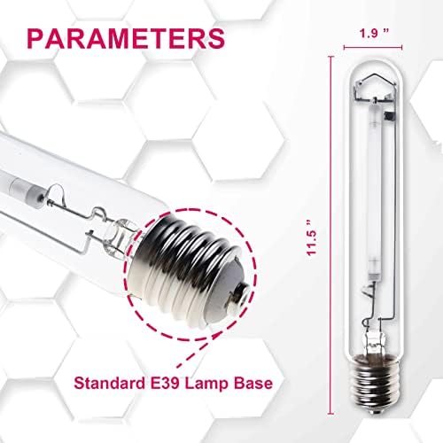 HPS 600 Watt Grow Light Bulb E39 Up to 40% More Red 1150μmol Ultra PPF Increases Red Concentrated Spectrum 90000 Lumens High Pressure Sodium 2-Pack - Image 5