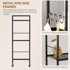 3-Tier Metal Storage Rack with Industrial Wheels,Mesh Shelving Unit with Wooden Table top,Adjustable Shelf,31.5-Inch Width, for Kitchen, Laundry,Pantry,Plant,Black - Image 6