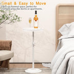 Small Side Table, Drink Table, Height Adjustable Round End Table, Pedestal Side Table for Small Spaces in Living Room, Bedroom, White - Image 6
