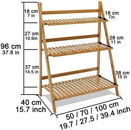 Tiered Plant Shelf 3-Tier Bamboo Ladder Plant Shelfs Folding Display Shelving Multiple Storage Shelf Plant Hanger Garden Rack Flower Plant Stand Display Rack for Indoor Outdoordecoration - Image 6