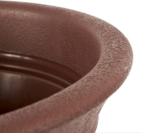 The HC Companies Sierra Round Self-Watering Pot - Lightweight Plastic Planter for Herbs & More - Durable Plant Pots for Indoor Plants & Outdoor Plants (10” Rustic Redstone, Pack of 1) - Image 5