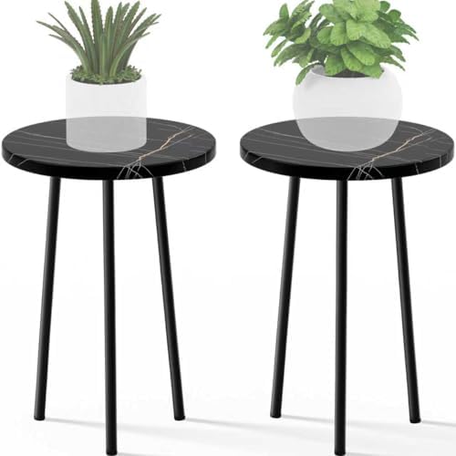 Plant Stand Indoor 2 Pack: Tall Plant Stand 20 Inch Convertible Multi-purpose Flowers Holder - Small Round Side End Table Mid Century Modern Decor - Plant Table for Home Decor by SAKSUNFORYOU