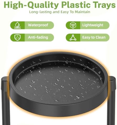 iDavosic.ly 6 Tier Folding Plant Stand Indoor Outdoor, Plastic Tray, Black - Image 2