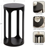 Kate and Laurel Dahl Modern Slatted Wooden Round Drink Table; 12 x 23; Black; Transitional Wood Accent Pedestal Table for Use as Living Room Plant Stand or Small Bedroom Nightstand - Image 3